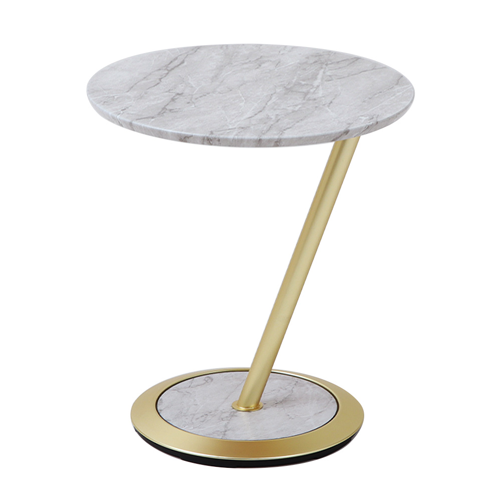 ヤマソロ サイドテーブル 丸 天板 高さ52.5cm 飾り棚 大理石柄