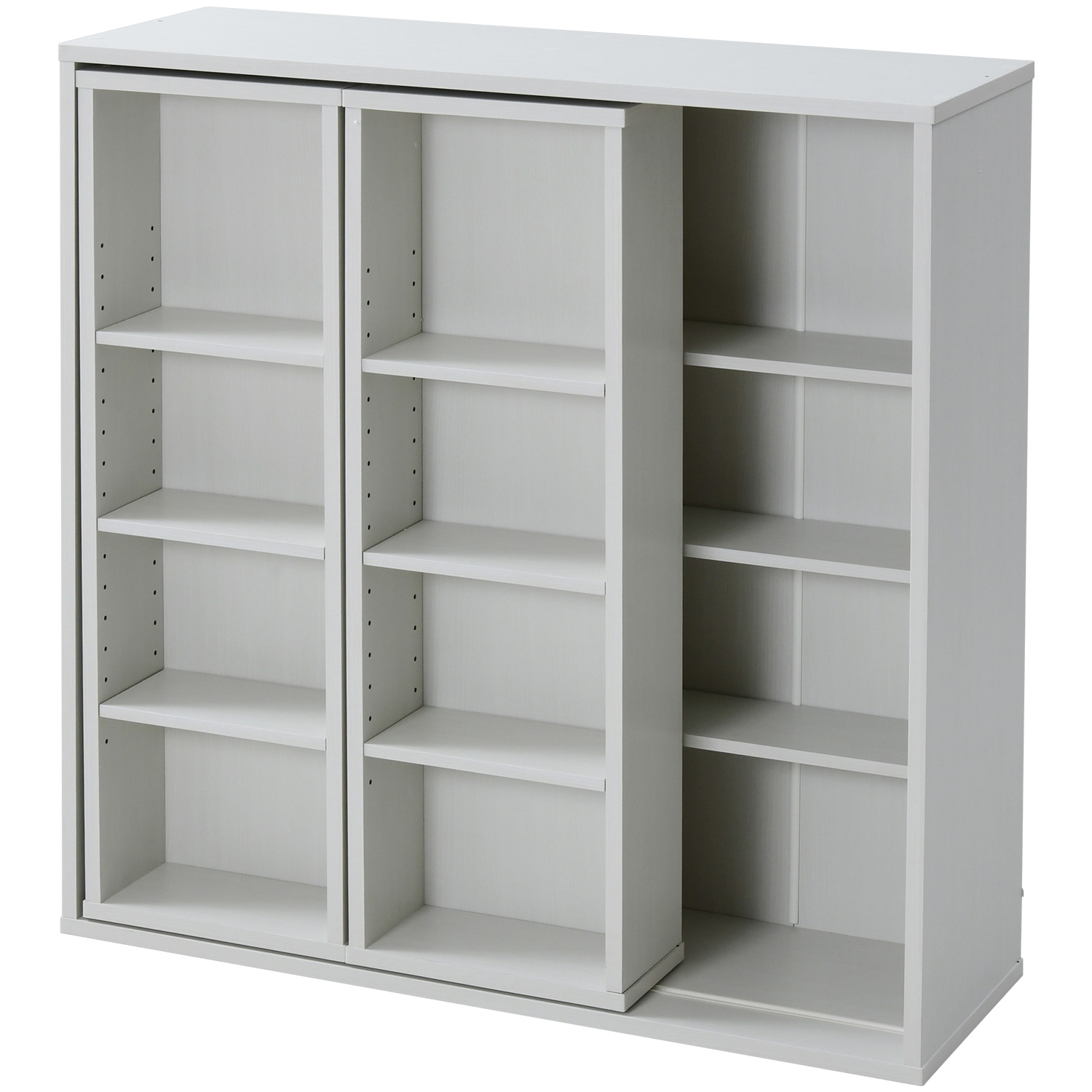 山善（YAMAZEN） 本棚 大容量 スライド本棚 ダブルスライド 幅90 奥行