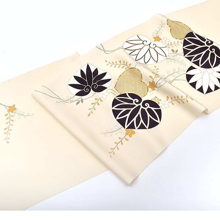 塩瀬帯 老舗京友禅染め屋 絹菱 謹製 葵文様 九寸 名古屋帯 : 帯専門店