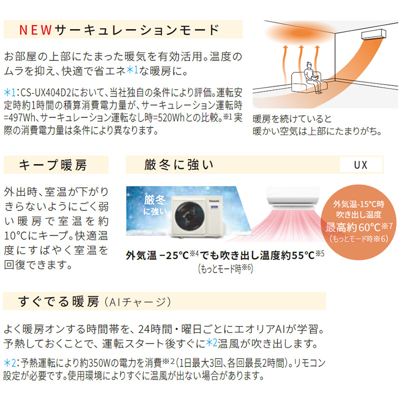 エオリア エアコン 23畳用 パナソニック 2024年モデル UXシリーズ