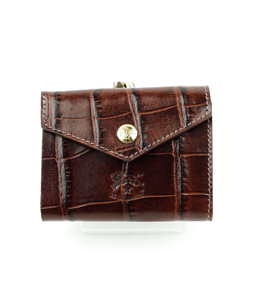 IL BISONTE（イルビゾンテ） クロコ型押しレザー がま口財布