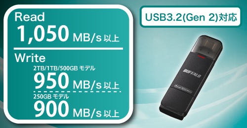 BUFFALO（バッファロー） ポータブルSSD SSD-SDH1.0U3BA/D [USB3.2