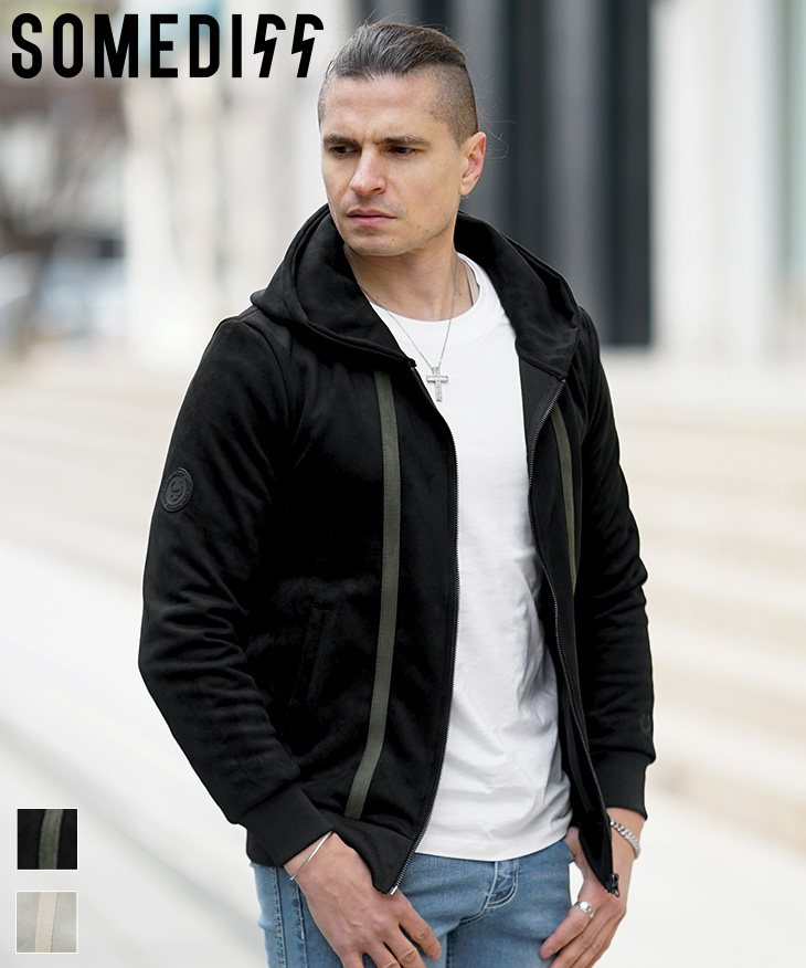 SOMEDIFF（サムディフ） パーカー メンズ ブランド スウェード ジップ