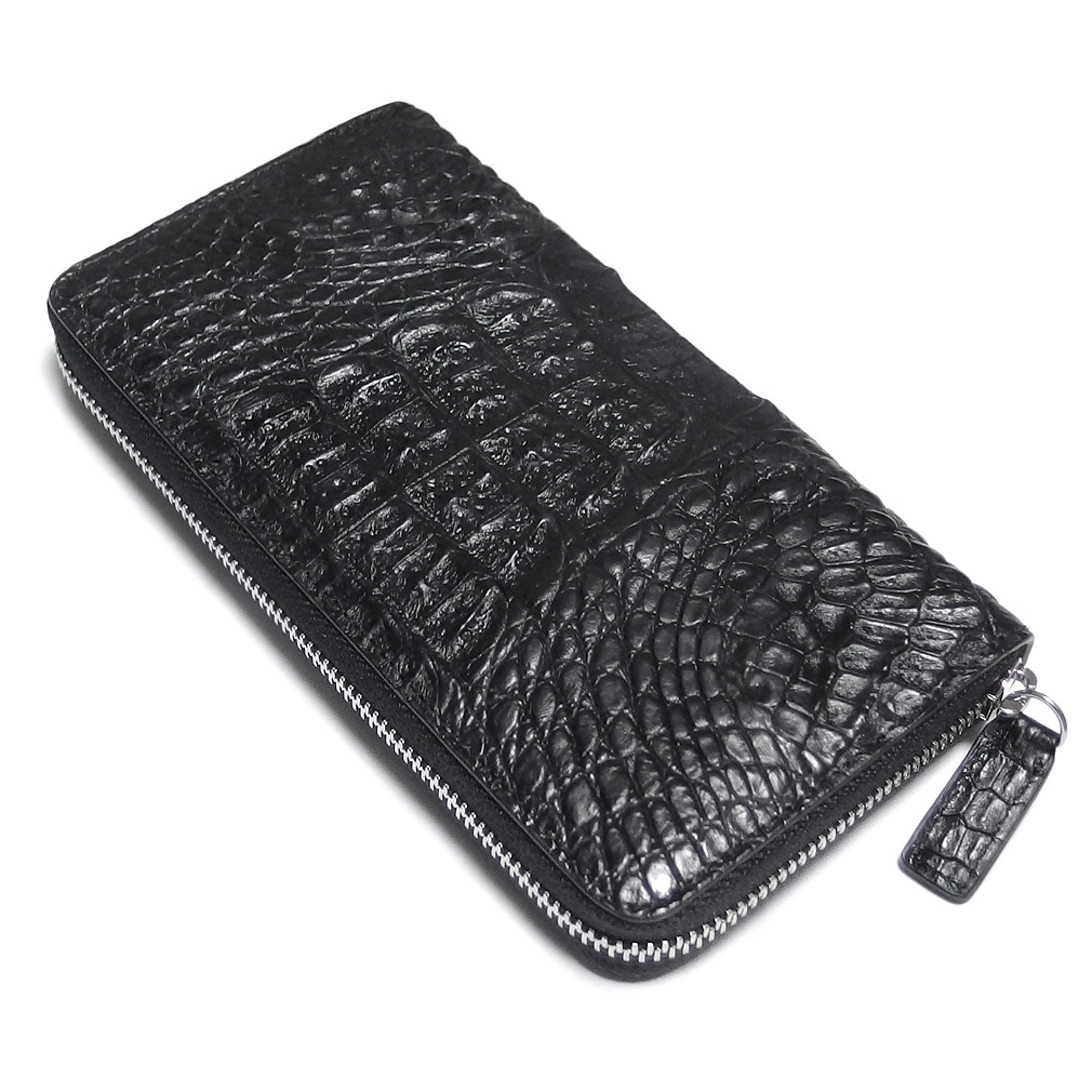 財布 長財布 レザー 革 クロコダイル 本革 ワニ革 ラウンドファスナー