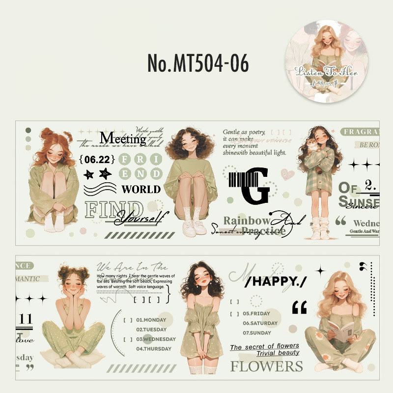 コラージュ 素材 マスキングテープ マステ 人物 女性 女の子 かわいい