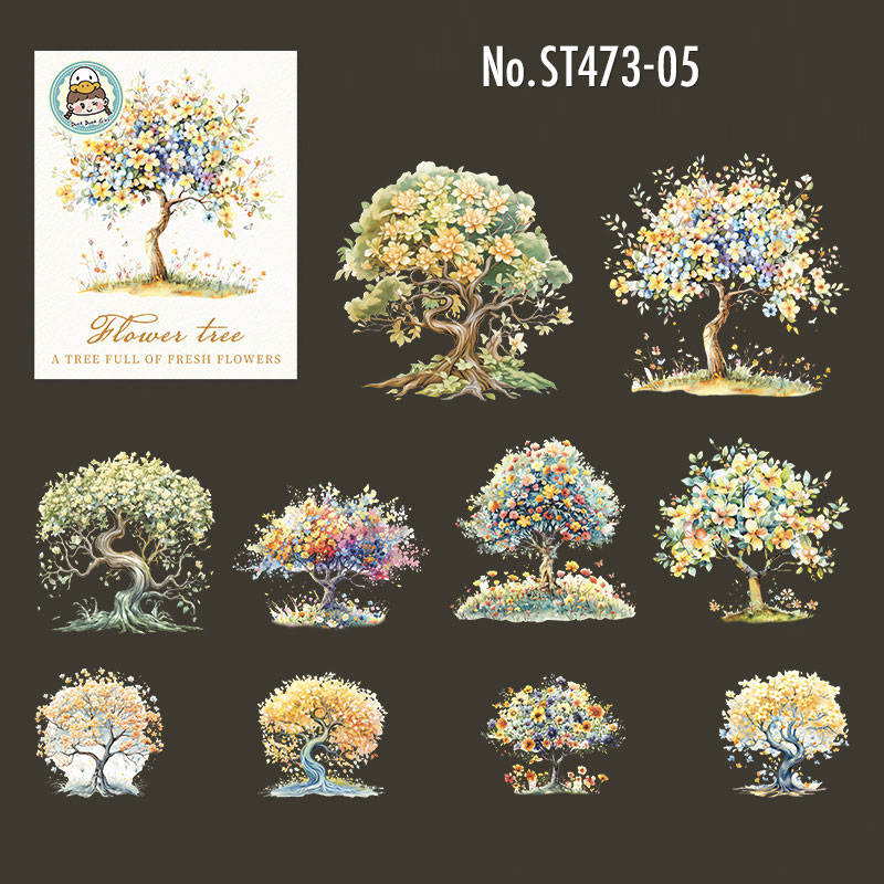コラージュ 素材 シール 花 木 フラワー 樹木 ジャンクジャーナル
