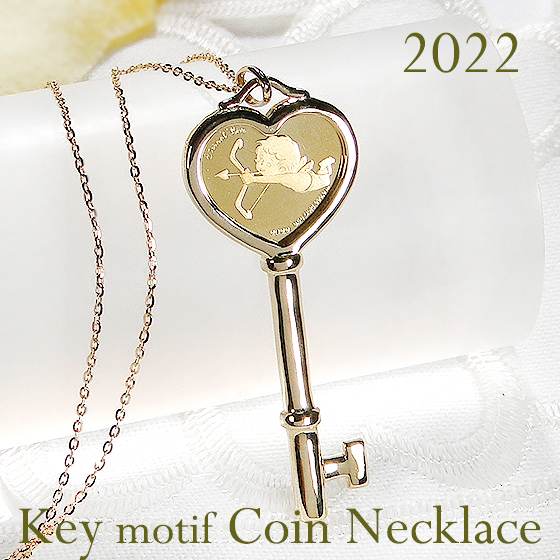 コインネックレス 24金 純金 キューピット ハート K24 K18 2022 コイン