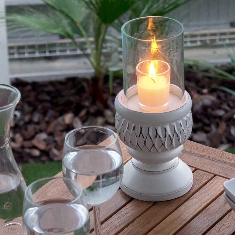 ELEMENTS キャンドルホルダー ガラス ウッド 筒形 木 ろうそく立て