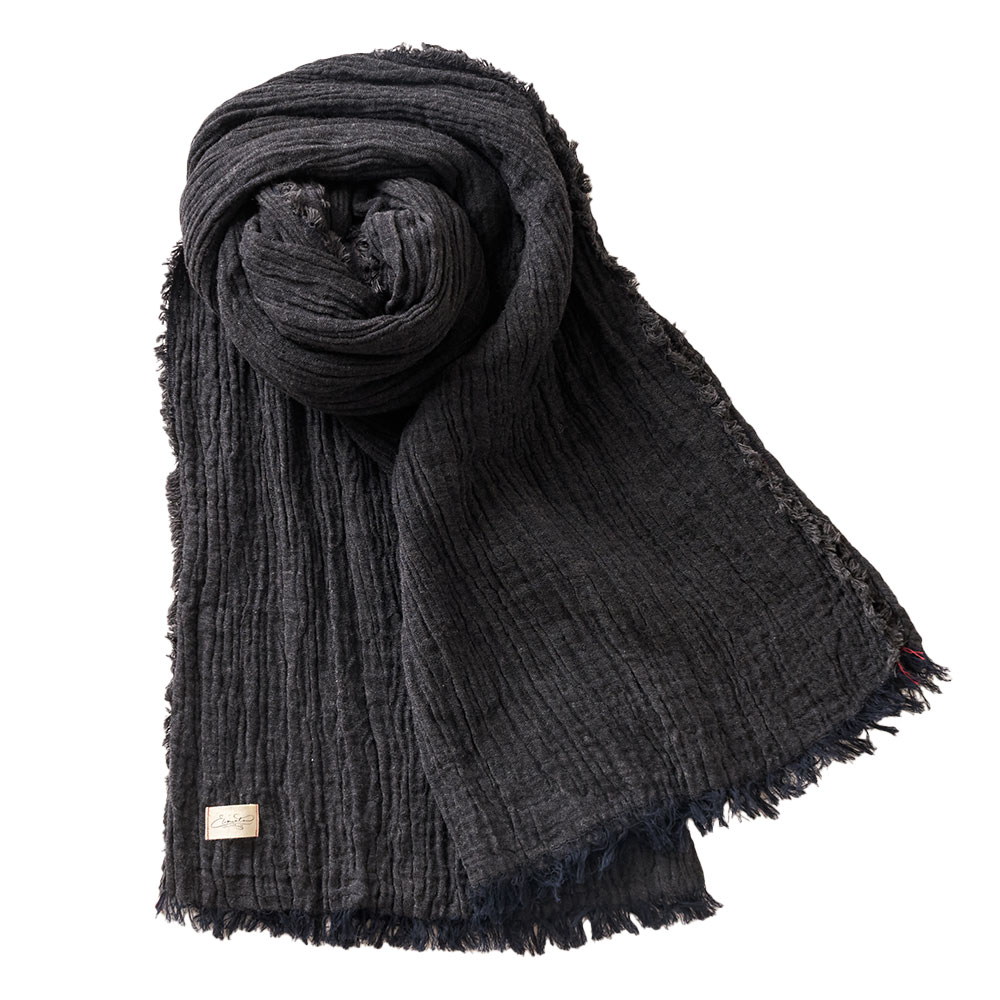 播州織 ストール 大判 無地 ショール 冬 三重織 綿ストール コットン