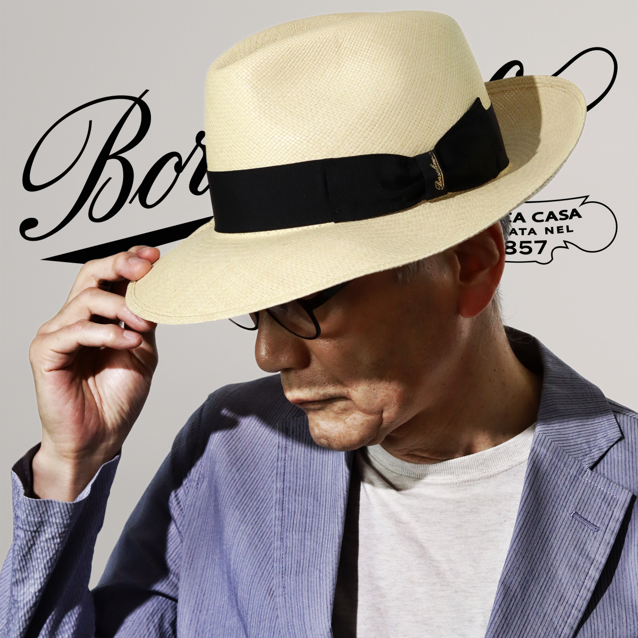 Borsalino（ボルサリーノ） パナマハット つば広ハット メンズ