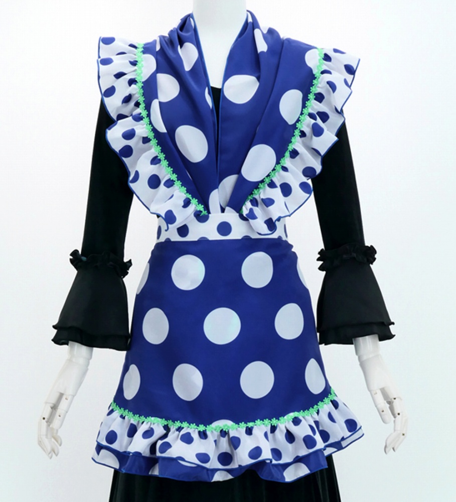 フラメンコ ピキージョ・エプロンセット 水玉 ブルー×ホワイト PA-4