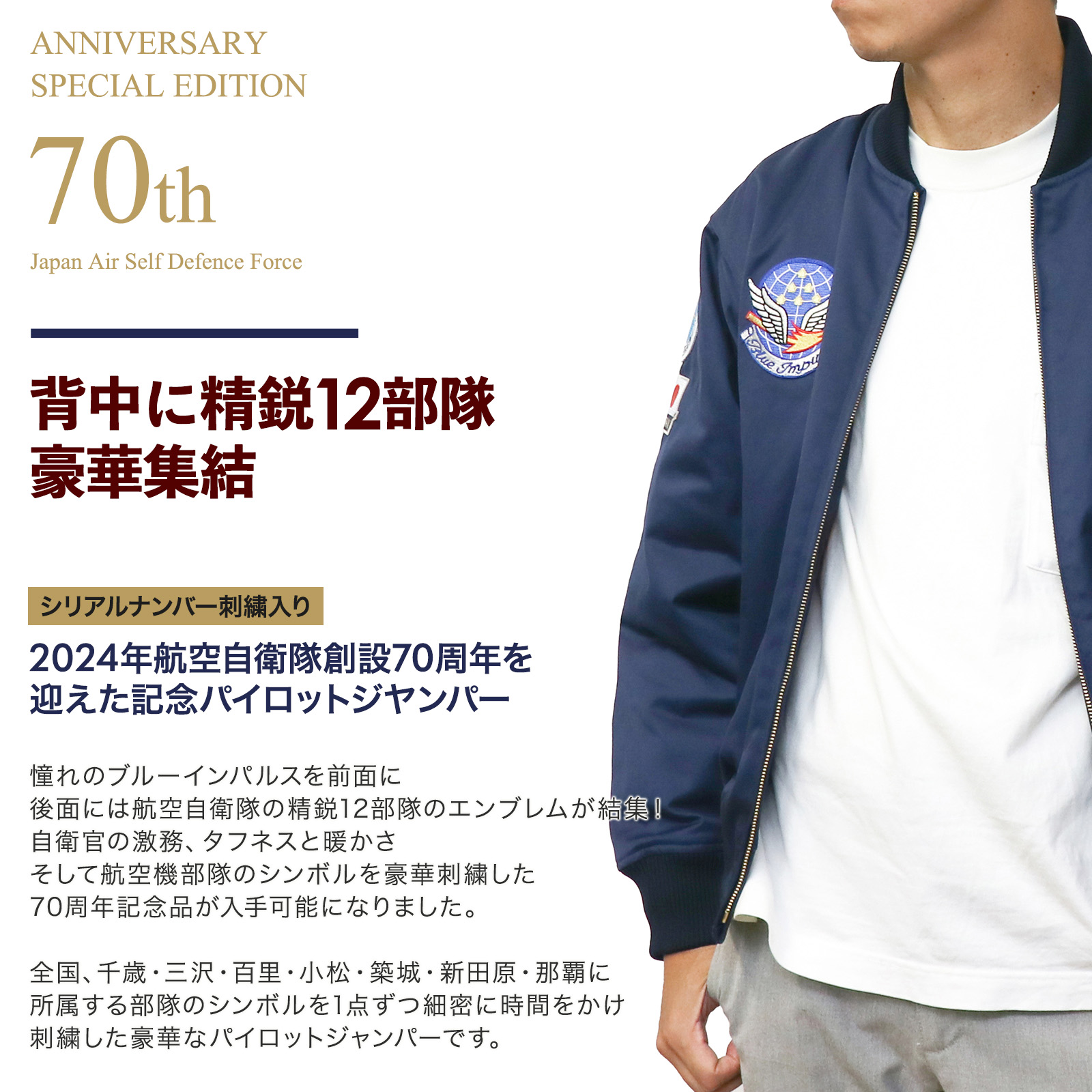 航空自衛隊 創立70周年記念限定 パイロットジャンパー 航空自衛隊仕様