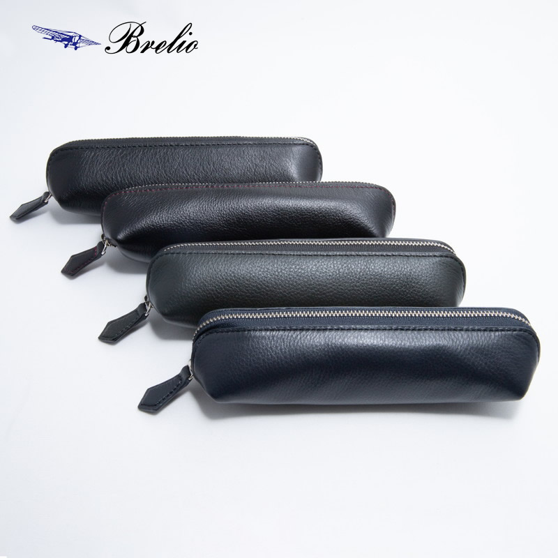 名入れ対象商品】Brelio YAKレザー ペンケース 本革 ジッパータイプ No