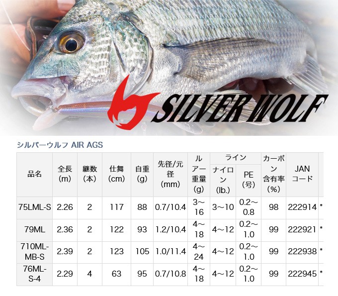 DAIWA（ダイワ） 【目玉商品】ダイワ シルバーウルフ AIR AGS 76ML-S-4