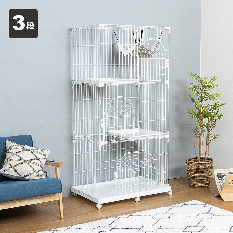 MINT 猫 ケージ 三段 ゲージ 3段 ラージサイズ 広い ブラック ホワイト