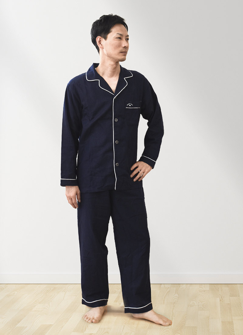 Kaimin Labo パジャマ メンズ 日本製 洗える シルク入り 2重ガーゼ 綿