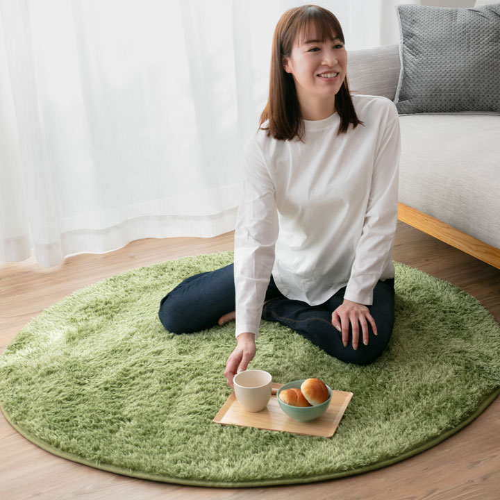 Colorsroom ラグ シャギーラグ オールシーズン 直径130cm 円形 北欧