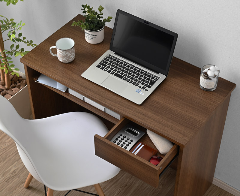 ワイエムワールド パソコンデスク 幅90cm 奥行44cm 収納 引き出し