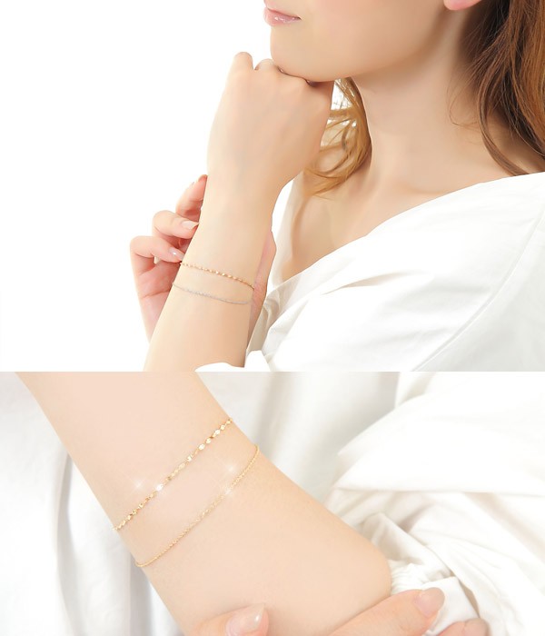 デザインチェーン ブレスレット 2連 エクレア ペタル ダブルスクリュー