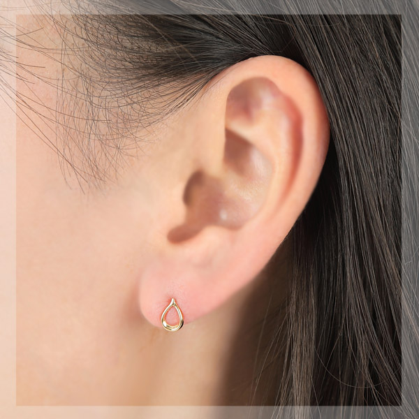 ドロップ ピアス 18k K18YG 18金 イエロー ゴールド 雫 しずく 露