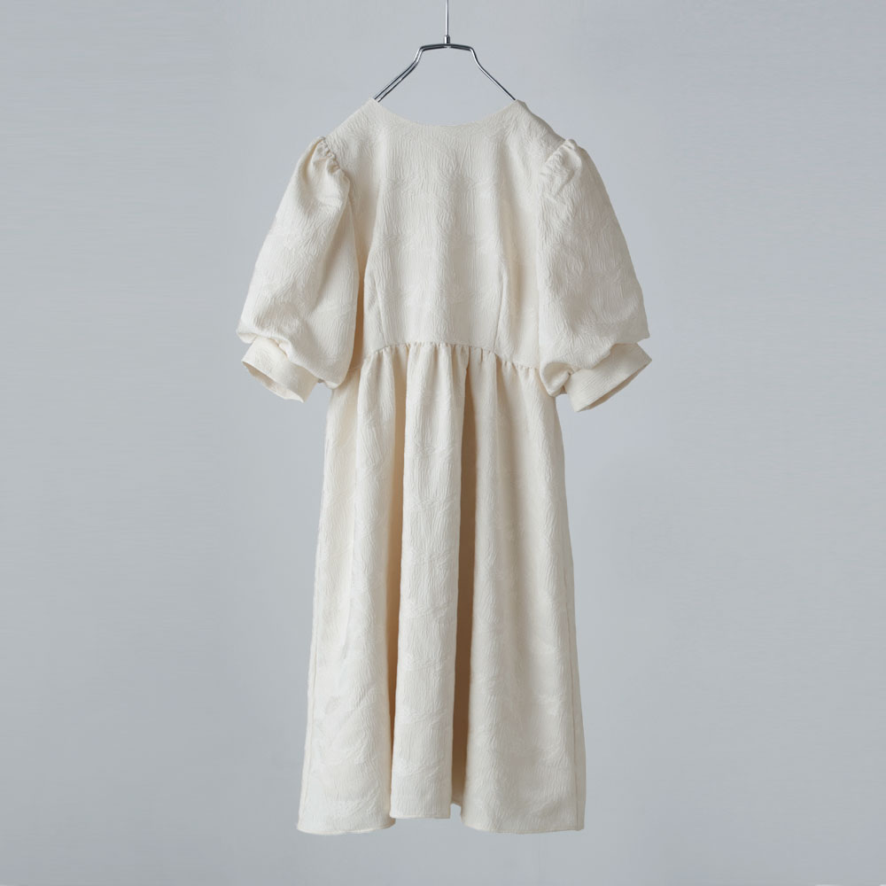 etoll.（エトル） ジャガードパフスリーブドレス ワンピ ワンピース