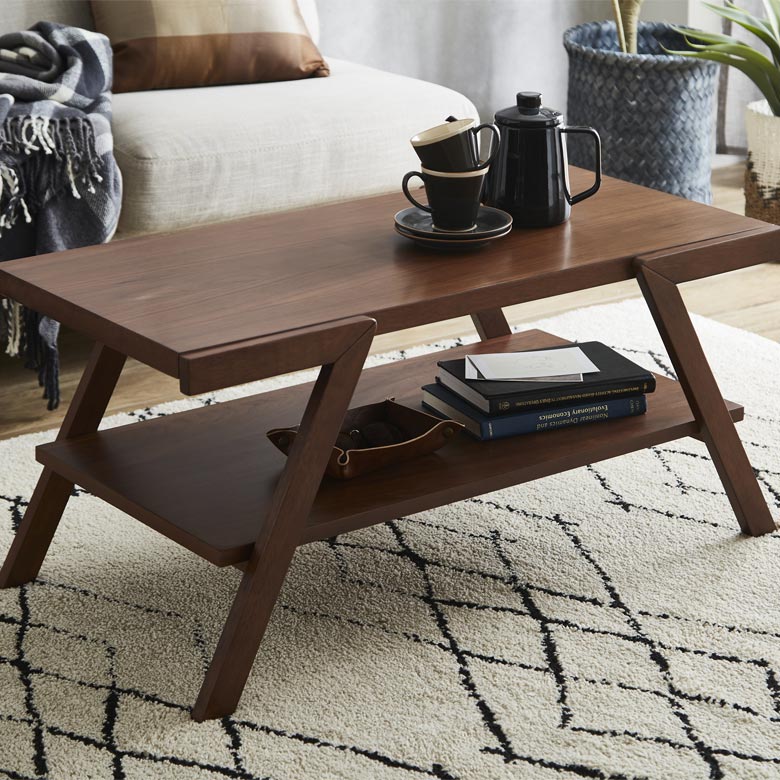 未来商会 センターテーブル おしゃれ 棚付き ローテーブル 90 北欧 4本