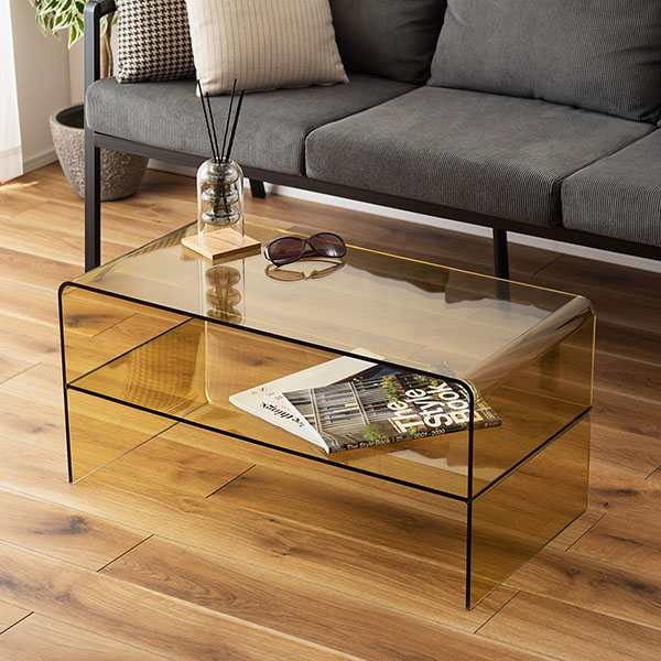 東谷 ローテーブル アクリル おしゃれ 幅80cm 透明 シンプル 完成品