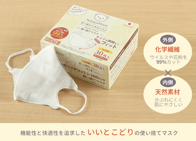 2箱セット ナチュラムーン オーガニックコットンマスク ふつうサイズ