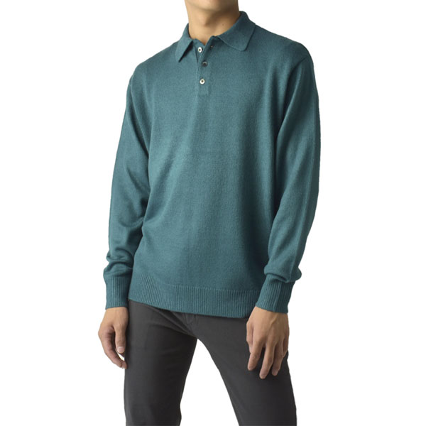 FLAG ON CREW 柔らかい カシミアタッチ ポロシャツ ニットポロ 長袖