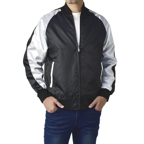 FLAG ON CREW 無地スカジャン メンズ アウター ブルゾン サテン