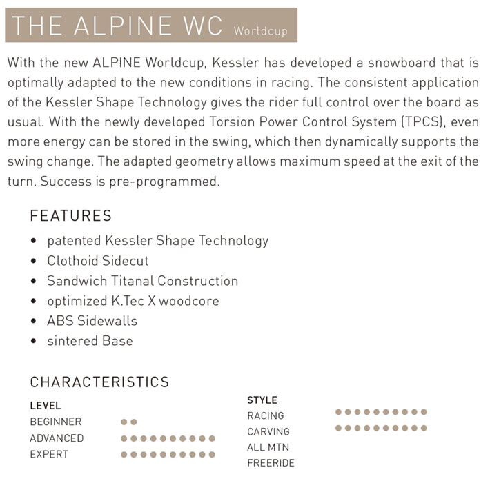 25-26 KESSLER ケスラー SNOWBOARDS スノーボード THE ALPINE WC