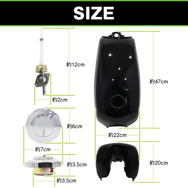 バイク 燃料タンク ホンダ エイプ CD50 FTR 汎用 タンク 黒 ブラック