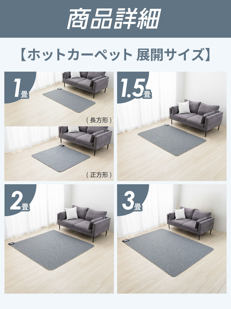 FREEDAN ホットカーペット 3畳 三畳 235×176 本体 長方形 電気