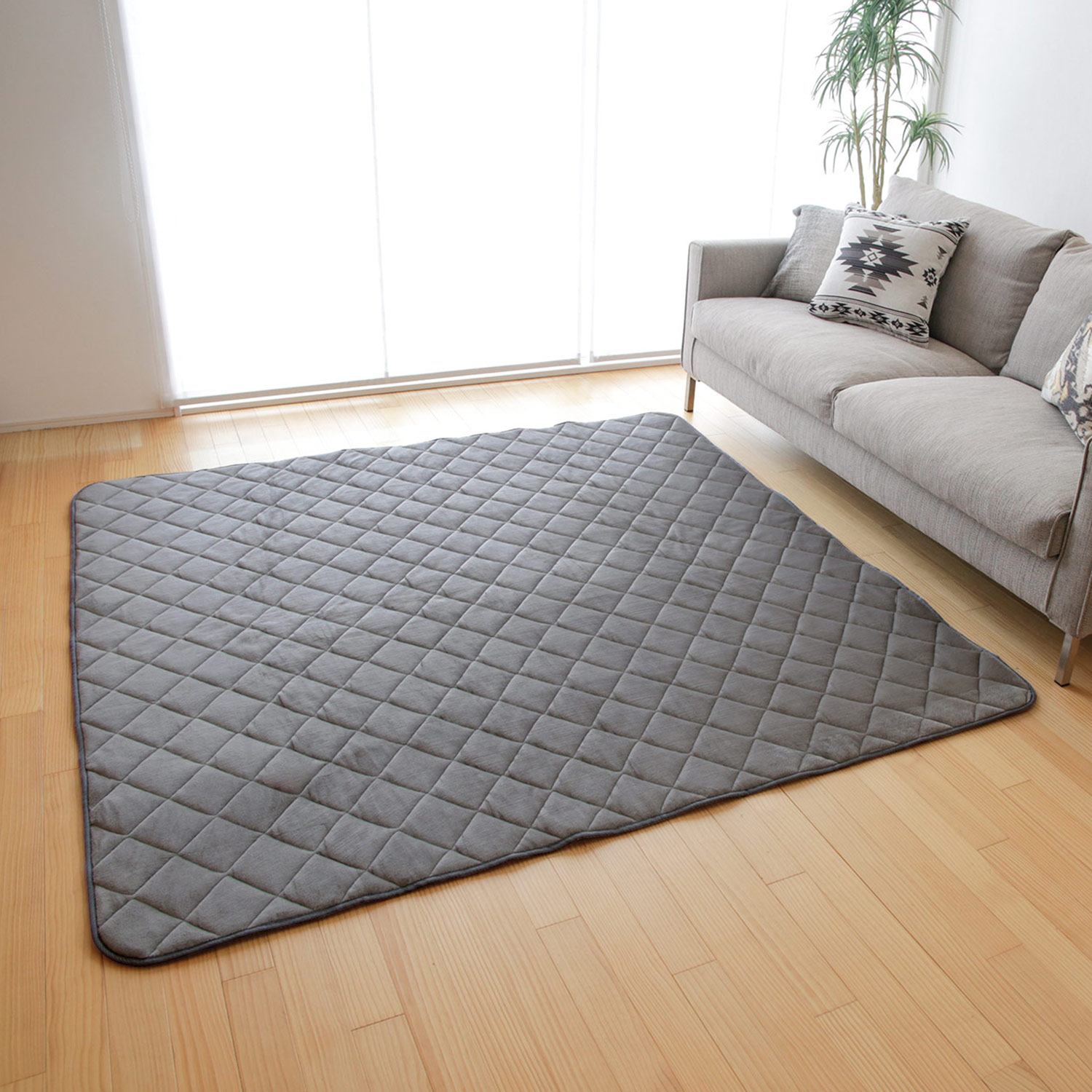 フリーリー ラグ カーペット 抗菌 防ダニ キルト 洗える 185×185 2畳