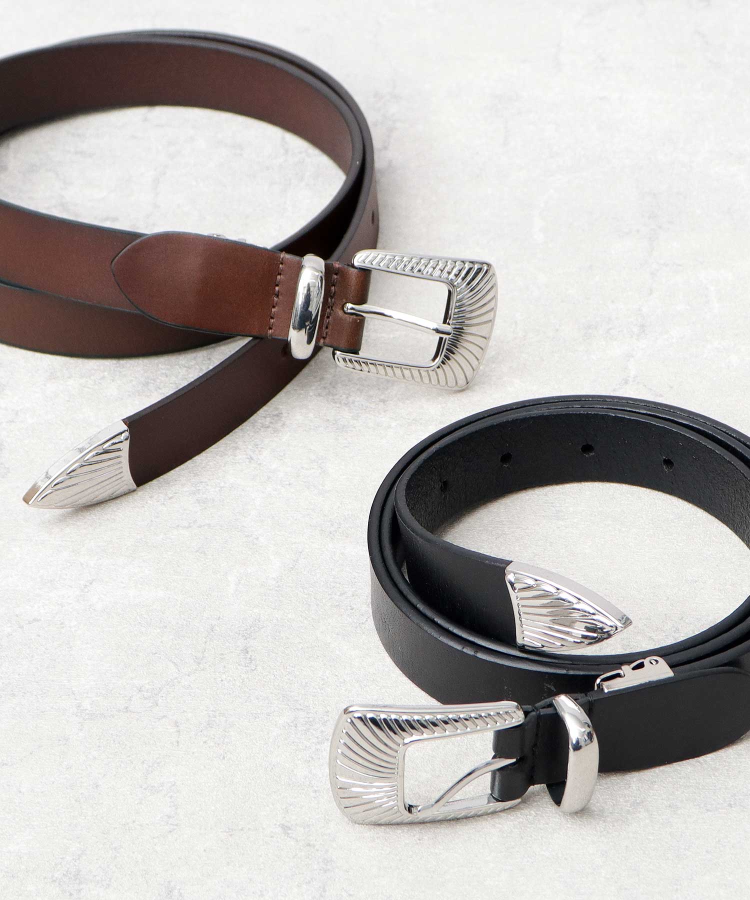 Lee（リー） 本革 ベルト メンズ ウエスタンベルト ナローベルト 細