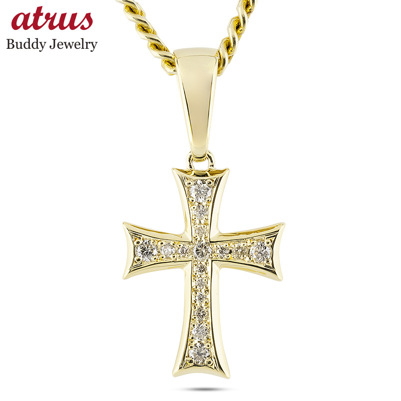 ジュエリー工房アトラス 18金 ネックレス クロス 喜平 トップ メンズ