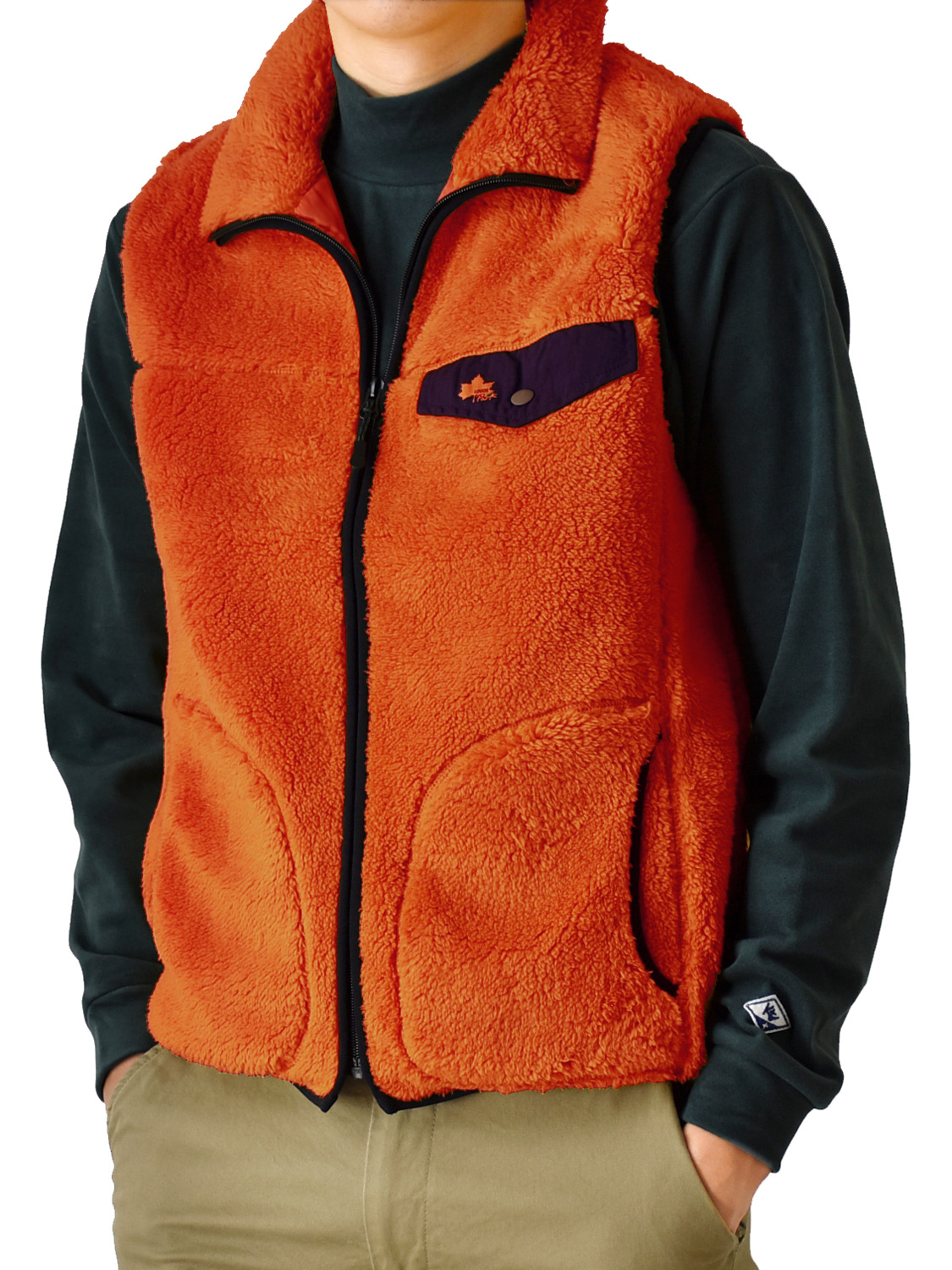 LOGOS（ロゴス） ボアフリース スタンド衿 ベスト ジャケット