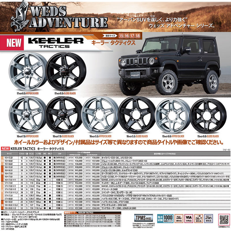 WEDS キーラータクティクス 16X7.0J +38 5H/114.3 グロスブラック