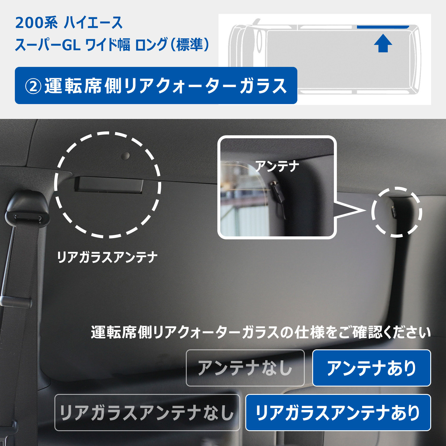 プロダックス 200系 ハイエース スーパーGL ワイド幅 ウィンドウパネル