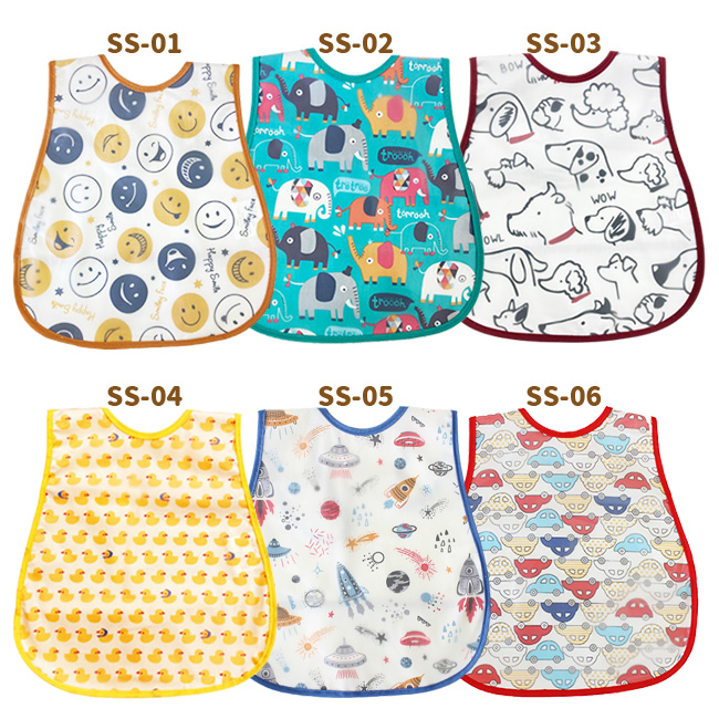 お食事 エプロン 対象商品3枚以上で スナップボタン 名前タグ付き 防水