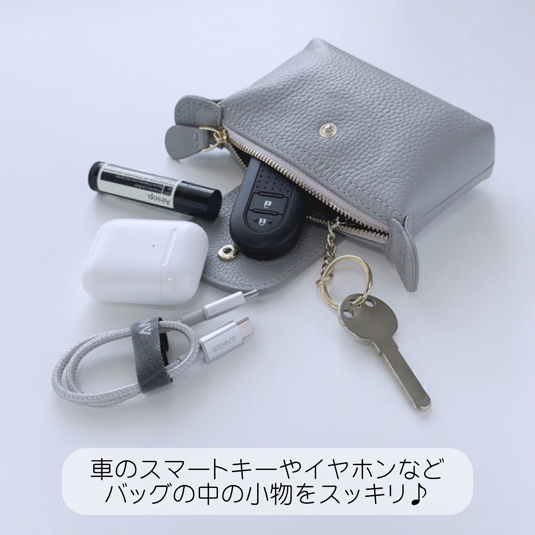 Lune（リュンヌ） キーリング レザー ポーチ 本革 ミニポーチ キー