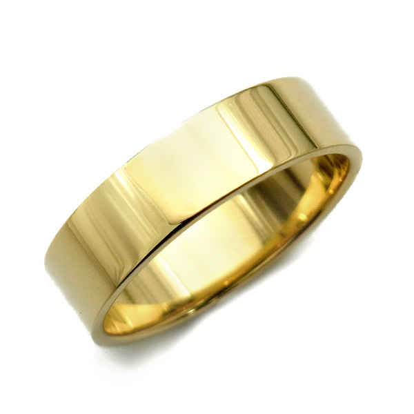 18金 平打ち リング 5mm幅 サイズ9〜22号 約3.6g K18 保証書付