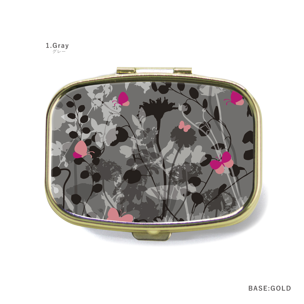 ピルケース アクセサリーケース アイラッシュケース ミラー付き 花柄