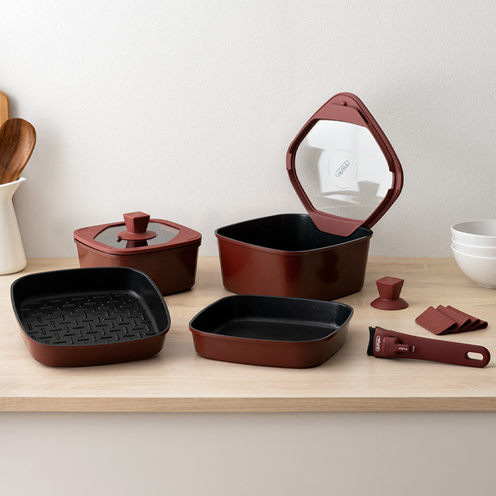 フライパンセット ボオグル BoOh!gle スクエア ハンドル コンパクト