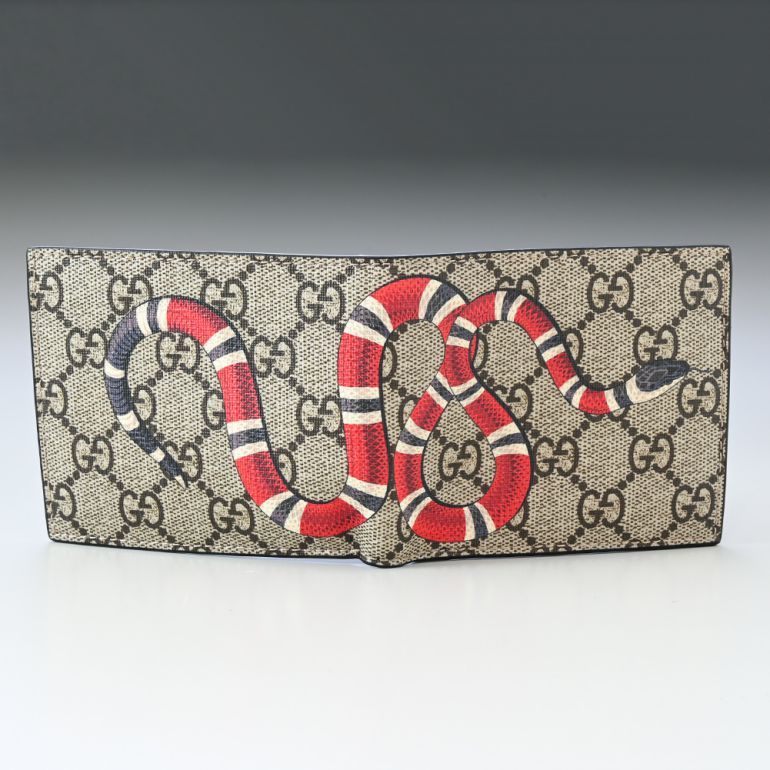 GUCCI（グッチ） 二つ折り財布 メンズ 小銭入れ無し キングスネーク