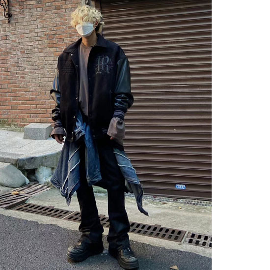 オラオラ系 スタジャン メンズ V系 ジャケット アウター 英字 ロゴ PU