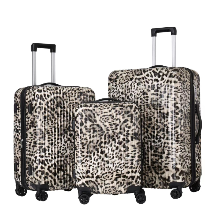 条件付き送料無料】ヒョウ柄 キャリーケース Sサイズ 軽量 旅行 国旗