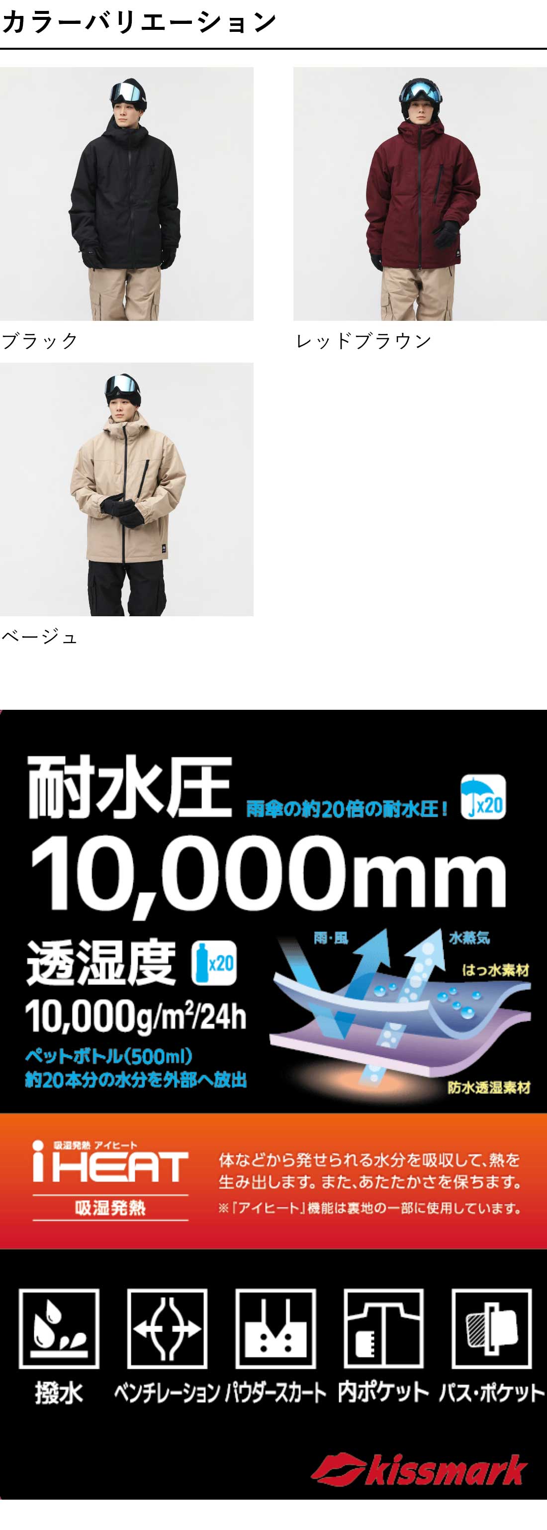 kissmark（キスマーク） メンズ スノーボード ジャケット ユニ