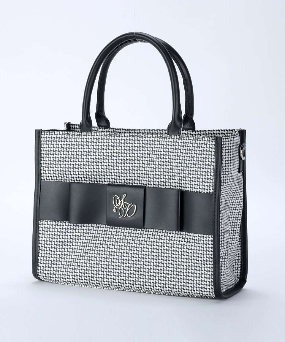 リボン キルティング 大きめ A4 千鳥柄 ショルダーバッグ ショルダー