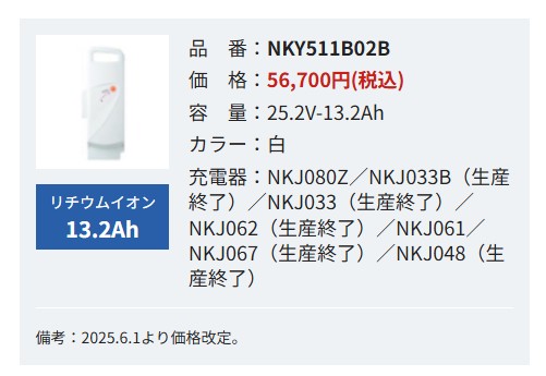 Panasonic（パナソニック） 電動自転車用 リチウムイオン バッテリー